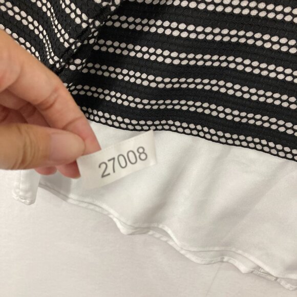 Calvin Klein Top size 2X Black White Striped Mixed Media Preppy Office Popover - Picture 11 of 11